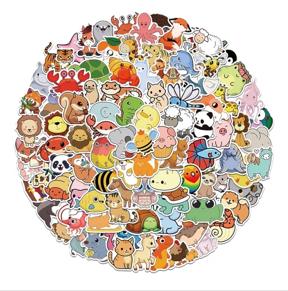 100 Colorful Animal Sticker Pack